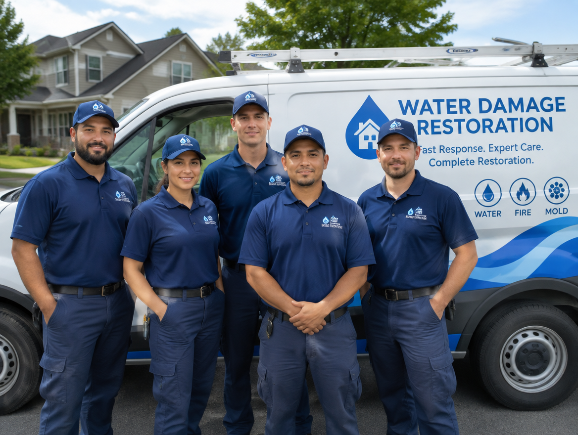 Malwa Drymasters restoration crew in front of an Edmonton home